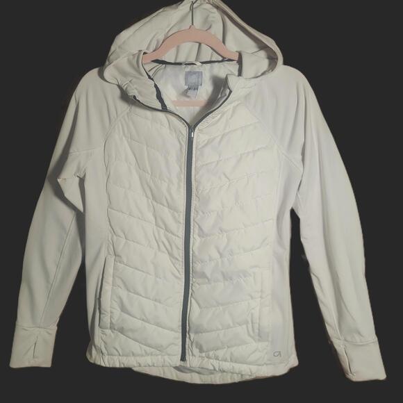 Jackets & Blazers - Gap Fit Hooded Women's White Jacket Performance Walking Running - Size M